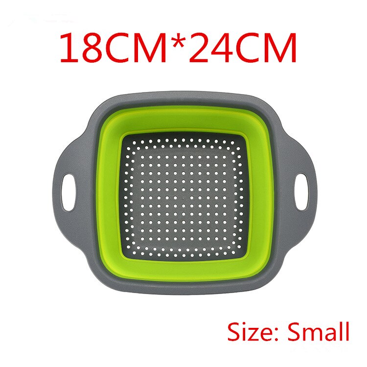 Keuken Accessoires Gereedschap Opvouwbare Fruit Groente Wasmand Zeef Draagbare Vergiet Inklapbare Afdruiprek Keuken Gadgets: Small-green