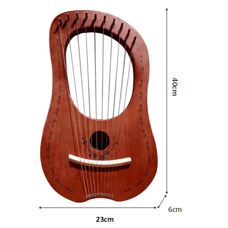 Lyreharpe 10- strengs harpe bærbar lille harpe med holdbart streng musikinstrument stabil lydharpe