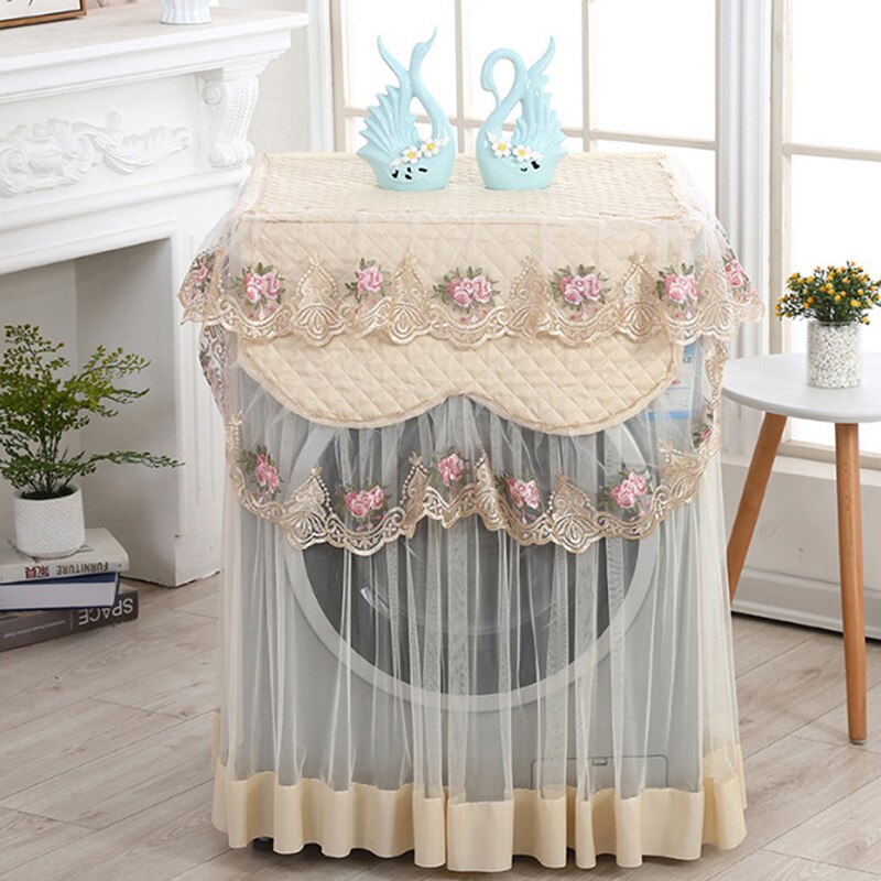 Lace Ruffle Floral Washing Machine Dust Cover Protection Front Durable Soft Home lace proof Case Washing Machine Protective Dust: YELLOW