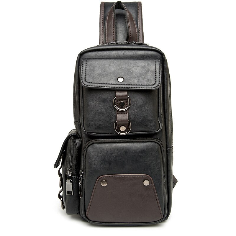 neue Leder Männer Schulter Tasche Trend Herren Umhängetasche Tasche Schwarz Brust Pack lässig Männer Brust Taschen PT1212