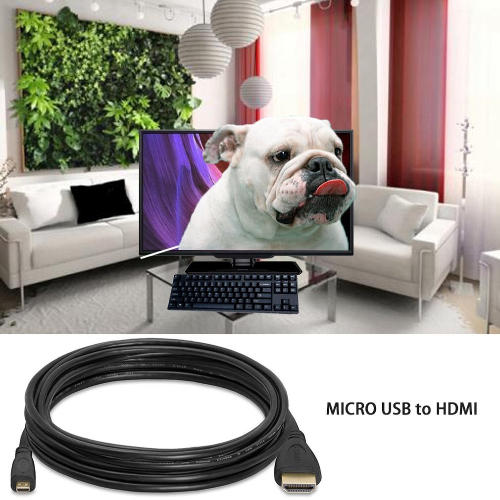 1M Micro USB vers HDMI 1080p câble TV adaptateur AV téléphones mobiles tablettes HDTV caméra paquet 1 HDMI 2.0a poly-sac