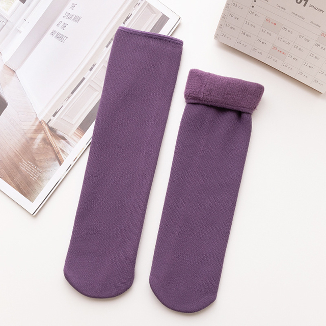 1Pairs Stripes Velvet Women Winter Warm Thicken Socks Soft Casual Solid Color Socks Wool Cashmere Home Snow Boots Floor Socks: J