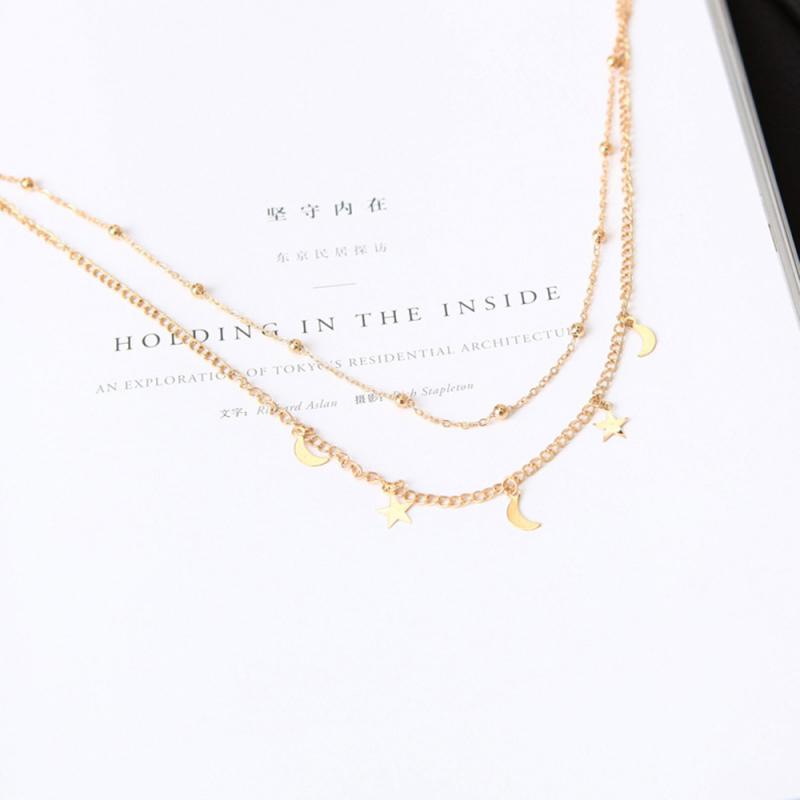 1 Pcs Wanita Pesona Multi-Layer Moon Stars Lady Choker Women Necklace For Lover Clothing Accessories: 01