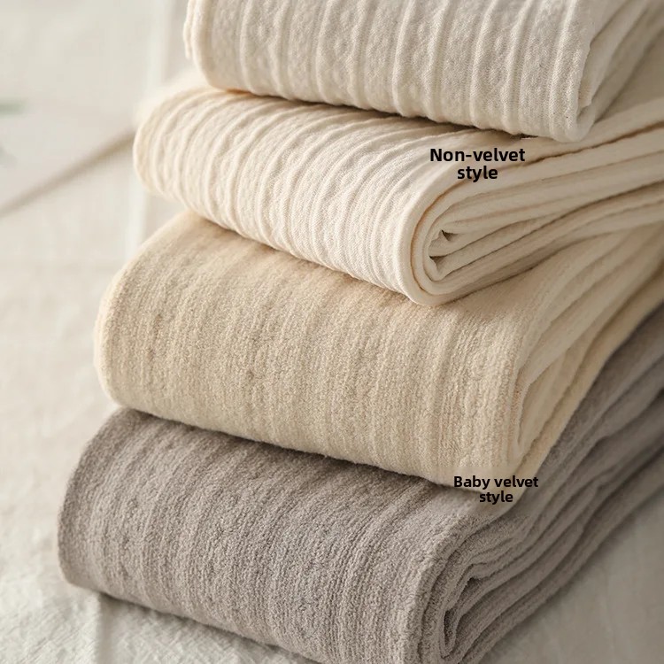 Figurformende, cremefarbene, gestreifte, gedrehte strumpfhose für damen, dünne Vlies-basisschichtsocken für frühling und herbst, Ideal für draussen-aktivitäzehn