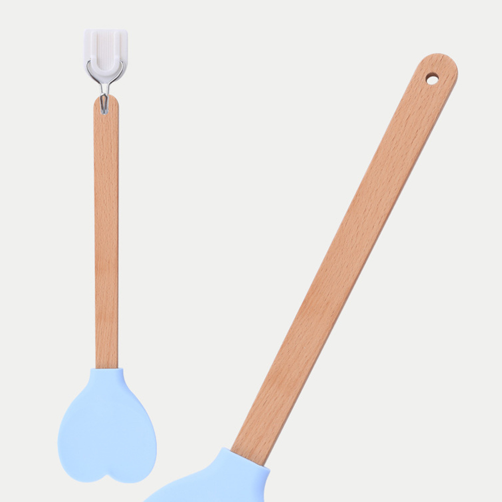 Spatule en Silicone rose amour pour la saint-valentin, manche en bois en forme de cœur, spatules de cuisson, ustensiles de cuisine, outil de fabrication de gâteaux