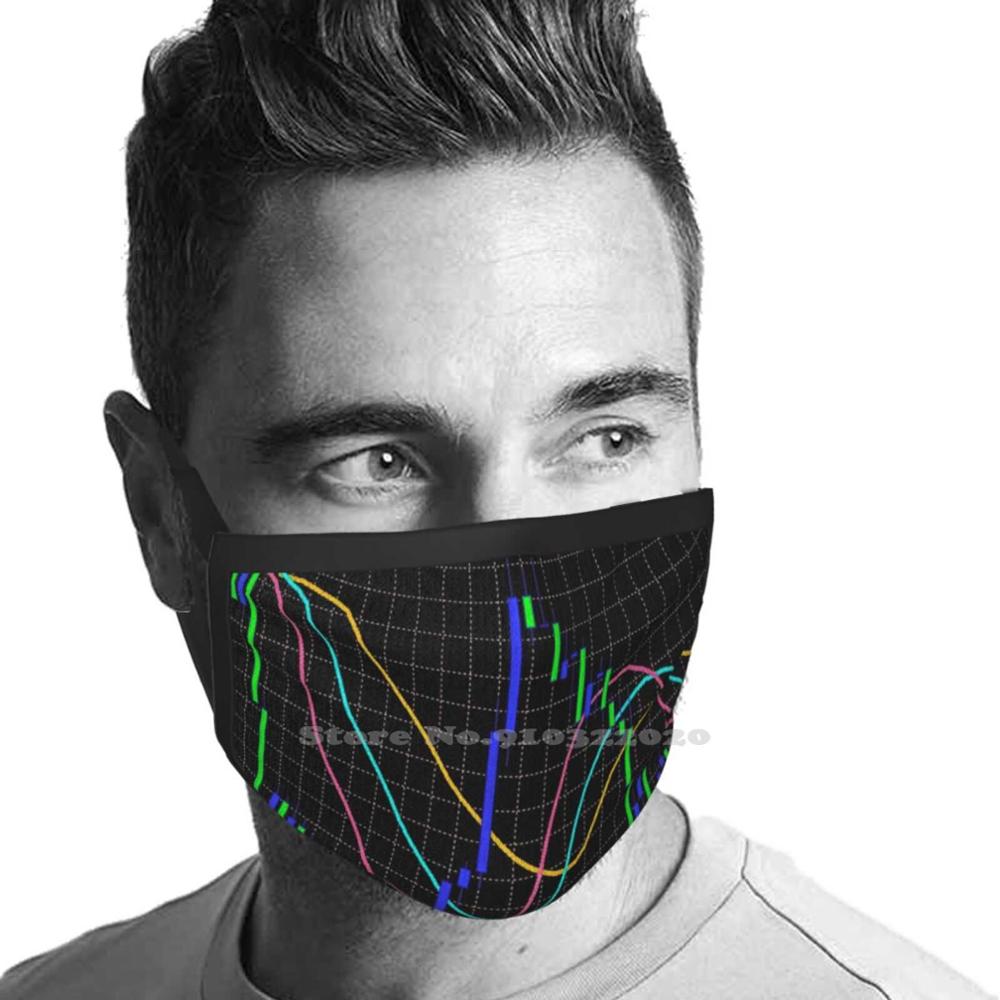 Indicatore alligatore mercato finanziario cotone traspirante morbido bocca calda maschera mercato finanziario nero scuro dati grafico Stock astratto