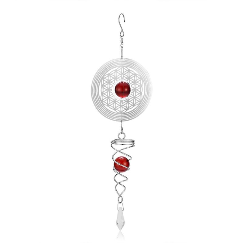 3D Silent Rotating Stainless Steel Wind Chime Hollow Wall Hanging Ornament Decor: B