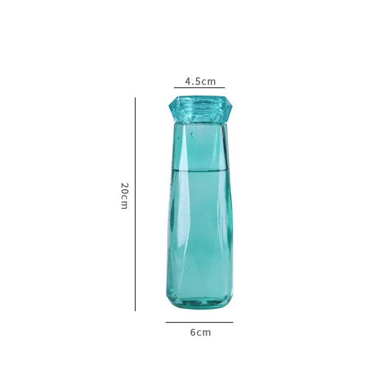 Fairy-botella de agua con diamantes de cristal para niñas, botella deportiva de cristal de 420ML, a prueba de fugas, para viajes al aire libre: green