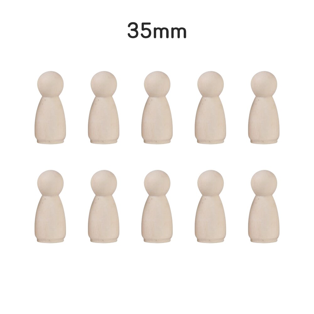 10Pcs 35/43/55/65mm Wooden Peg Dolls Girl Boy Wooden Dolls Kids Room Decor Handmade Diy Wooden Peg Dolls Blank Accessories: 01