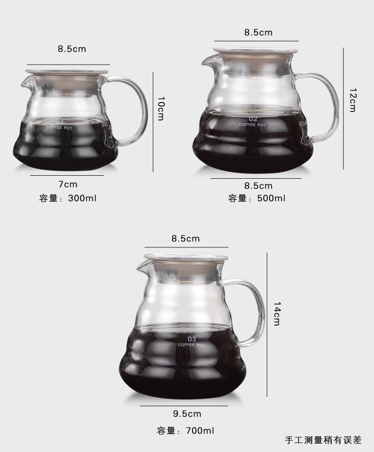 Coffee tools Pour Over Glass Range Coffee Server 360- 800ml Carafe Drip Coffee Pot Coffee Kettle Brewer Barista Percolator Clear