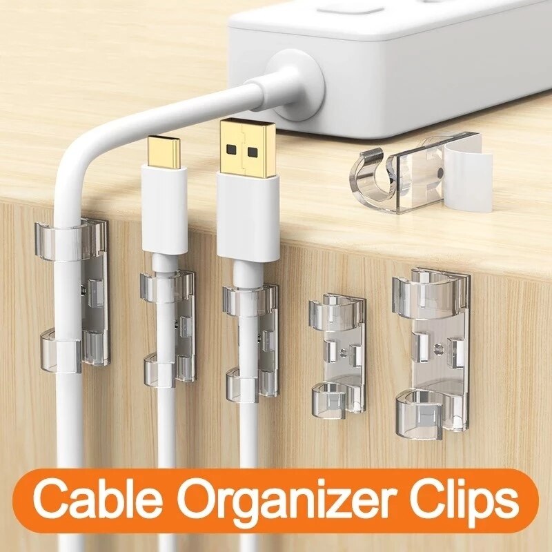 Universal Cable Organizer USB Cable Winder Desktop Tidy Cable Management Clips Cord Holder Wall Wire Manager Data Line Organizer
