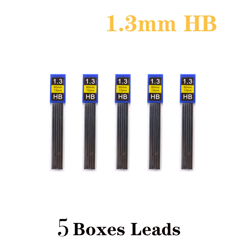Metal Mechanical Pencil With Constant Core 0.5 0.7 0.9 1.3 2.0 Mm For Primary School Students business people: 5 Boxes Leads 1.3mm
