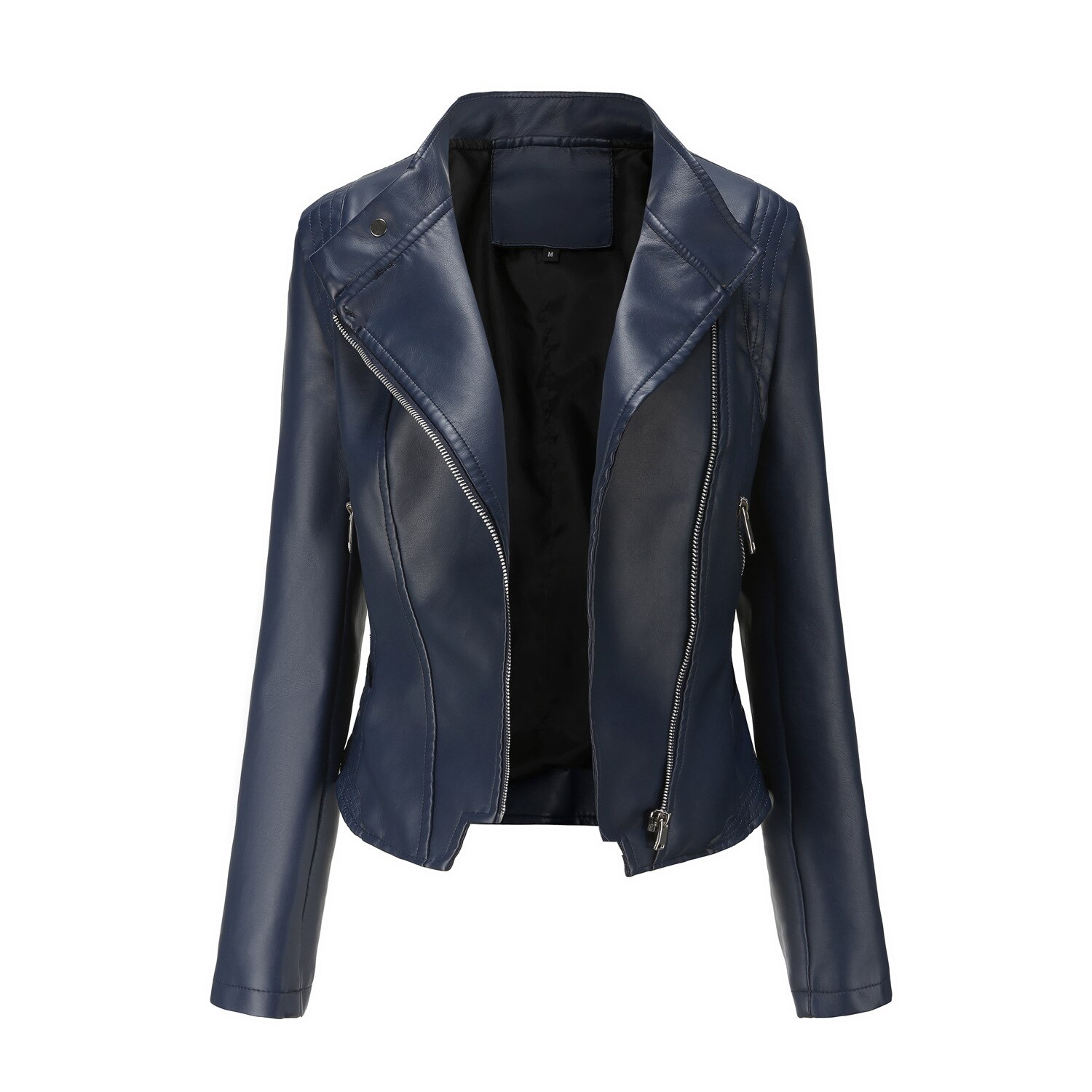 British Style Pu Lapel Women's Slim Leather Clothes Spring And Autumn Thin Long Sleeve Big Size Coat Short Jacket: G013-4 / M