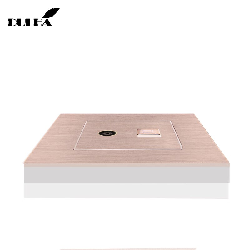 Computer Ethernet & Television Wall Socket Satin Metal Panel Electric RJ45 Data Internet Network + TV Aerial Jack Coaxial Outlet