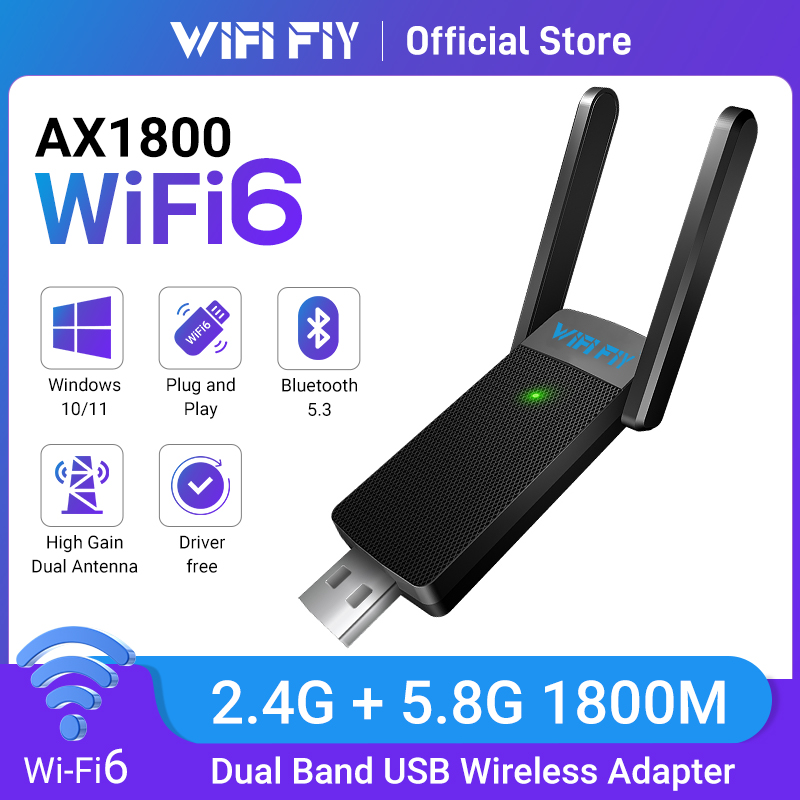 Adaptador USB WiFi6 Bluetooth 5,3 1800Mbps banda Dual 2,4G/5GHz receptor WiFi inalámbrico USB 3,0 Dongle tarjeta de red para PC Win 10/11
