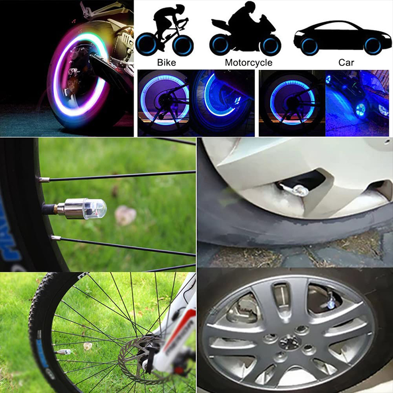 4 Uds. De luces LED coloridas para ruedas, tapas de válvulas de neumáticos de coche, bombilla de luz de neón, cubierta Universal para válvula de bicicleta y motocicleta, Exterior de coche