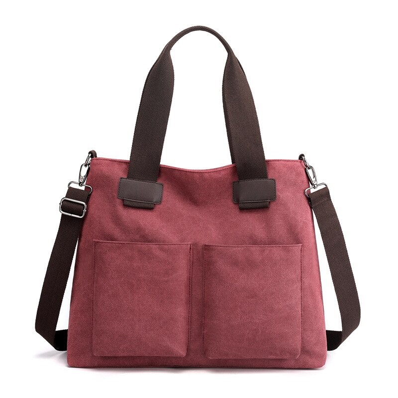 Canvas Dame Tas, Hand Cognossement Schouder Cross-Body Bag, grote Capaciteit Eenvoudige Europese En Amerikaanse Mode Tas: Purple