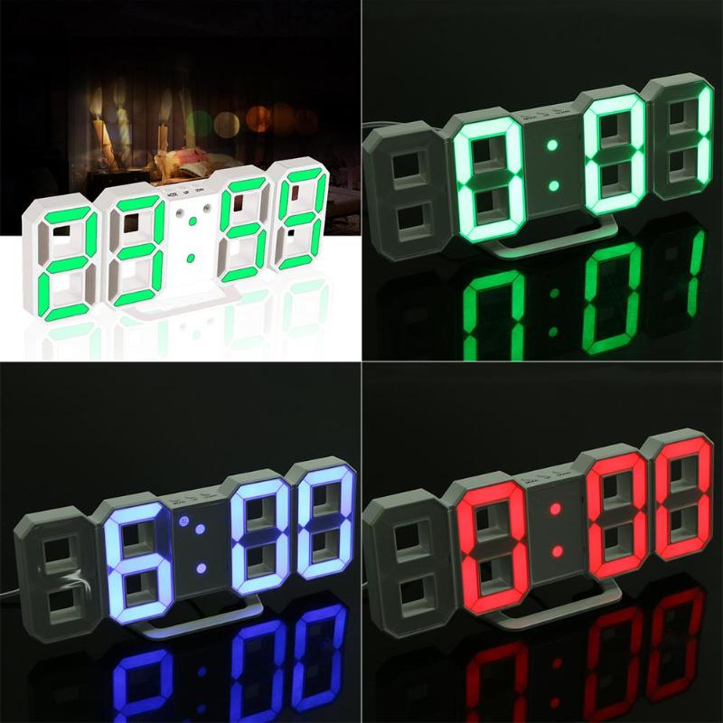 Reloj electrónico Digital LED de mesa, reloj despertador ajustable con brillo, reloj colgante de pared a la con Cable USB, reloj de pared