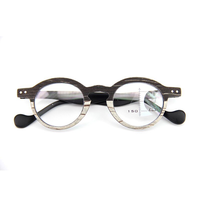 Zilead Retro Hout Kleine Ronde Frame Dual Leesbril Multifocale Clear Lens Presbyope Bril Lenzenvloeistof oculos gafas Unisex