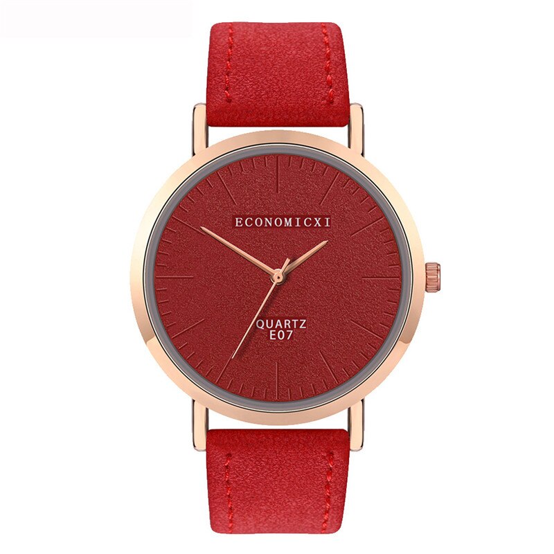 Trend Stijl Womens Horloge Lederen Geen Schaal Blank Dial Dames Meisjes Horloge In Quartz Horloges Relogio Orologi Donna Relojes Mujer * Een: Rood