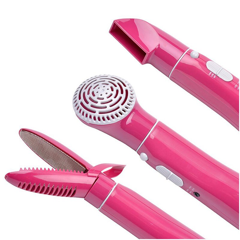 Kam hårborste 10 in 1 elektriska hårrullare multifunktionell torktumlare med roterande styler papiljotter rosa us-plugg