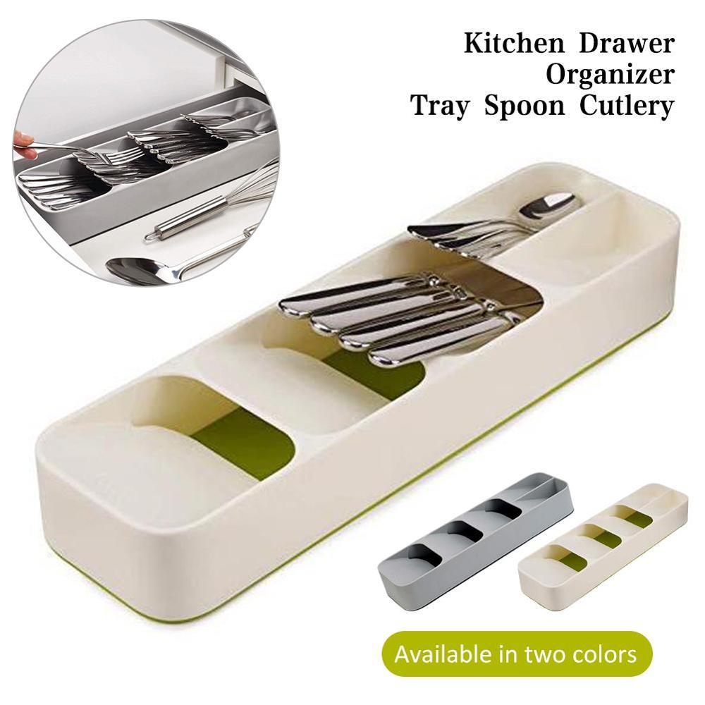 Cutlery Storage Box Plastic Knife Block Holder Drawer Knives Fork Spoons Storage Rack Knife Stand Cabinet Tray Kitchen Organizer