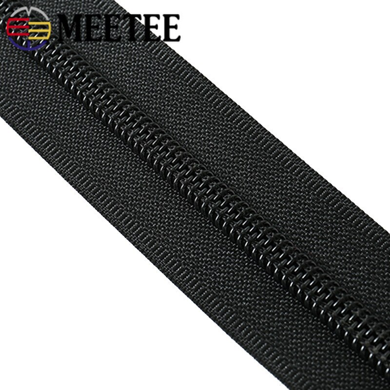 2M 5# Reflective Strip Waterproof Zipper Black White Nylon Zipper for Sewing Invisible Plasti Coil Zips Bags DIY Accessories