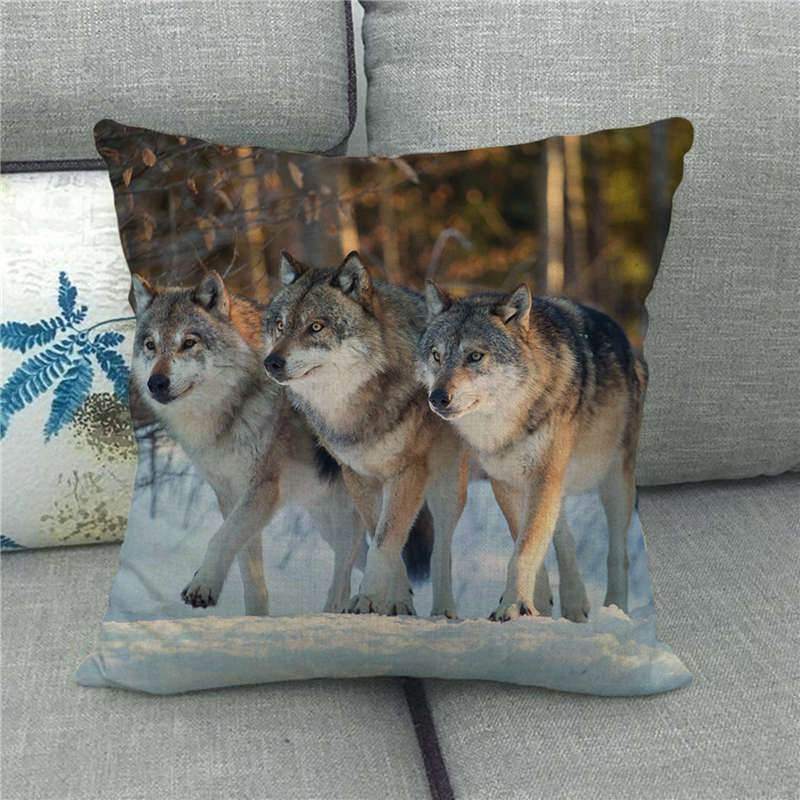 Poszewki na poduszki okrutna bestia wilk poduszka w kształcie zwierzęcia pokrywa 45x45cm dekoracja salonu domu pościel/bawełna poszewka na poduszkę Decor