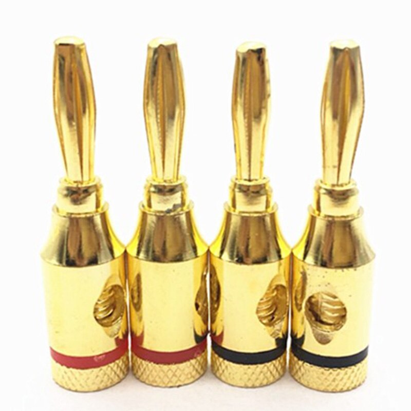 O conector chapeado ouro aberto dos plugues do parafuso 24k da banana plugues o jack para o cabo estereofônico do orador, 24-pacote (12 vermelho, 12 preto)