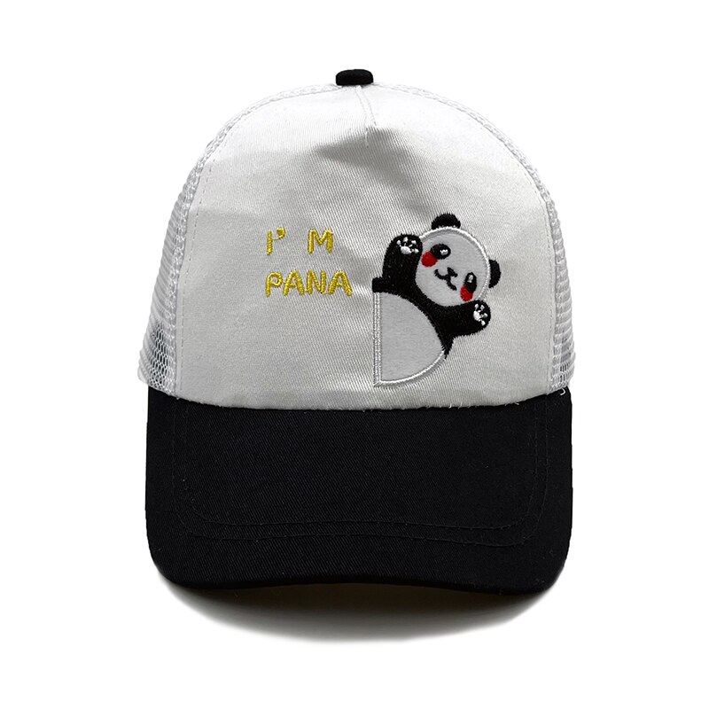 Babymütze mit Karikatur-motiv, koreanischer Panda, baseballkappe aus baumwolle, frühling/sommer, sonnenhut für jungen und mädchen, freundlicher-sommermütze: Weiß