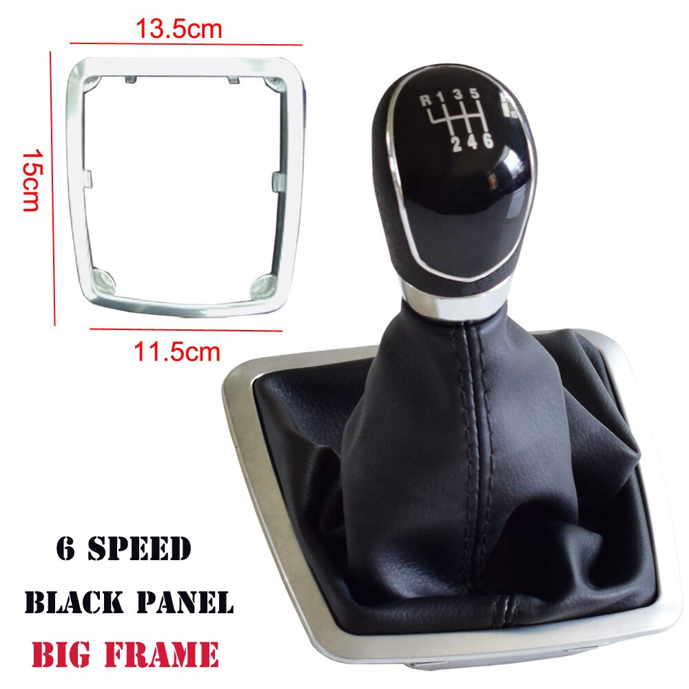 Gear Manual Shift Stick Lever Knob With Gaitor Boot Cover For Ford Focus 2 MK2 FL C-MAX 2006 MK3 MK4 MK7 Galaxy ABS Plastic: Black-6 Speed