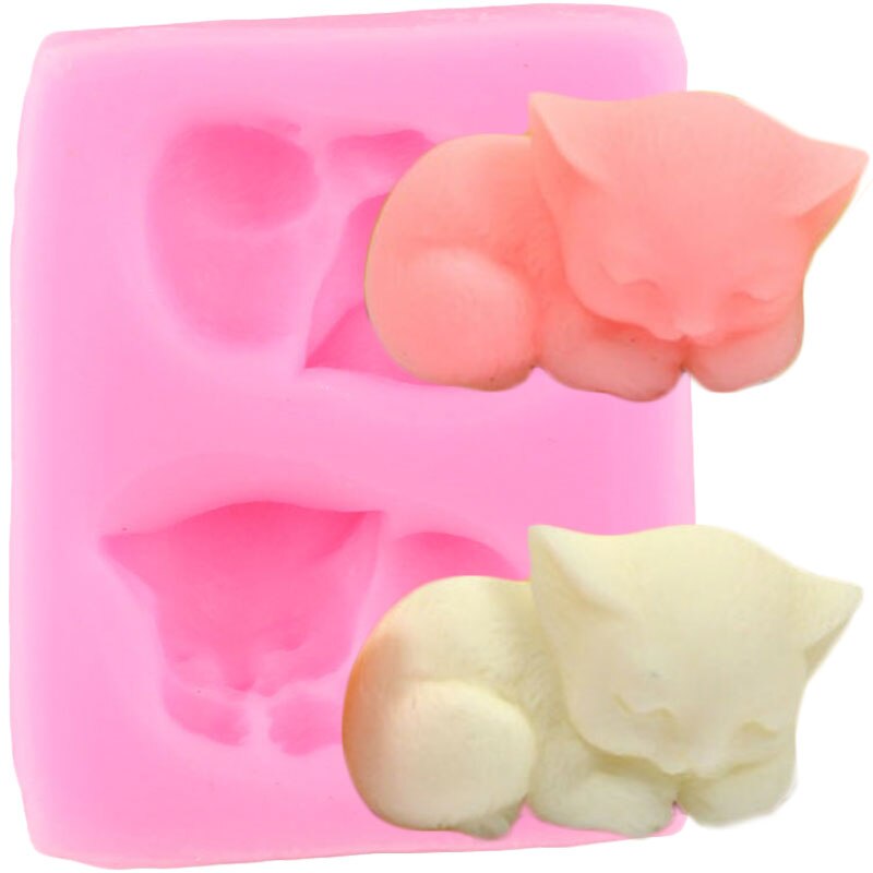 3D simpatico gatto forma resina stampo in silicone animali Cupcake topper cioccolato fondente strumenti per decorare torte stampi per caramelle in argilla polimerica