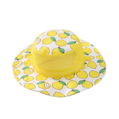 Sommer børn solhatte unisex frugt print bred skygge mesh hat uv beskyttelse hat udendørs strand visir cap til børn solhat: Citron