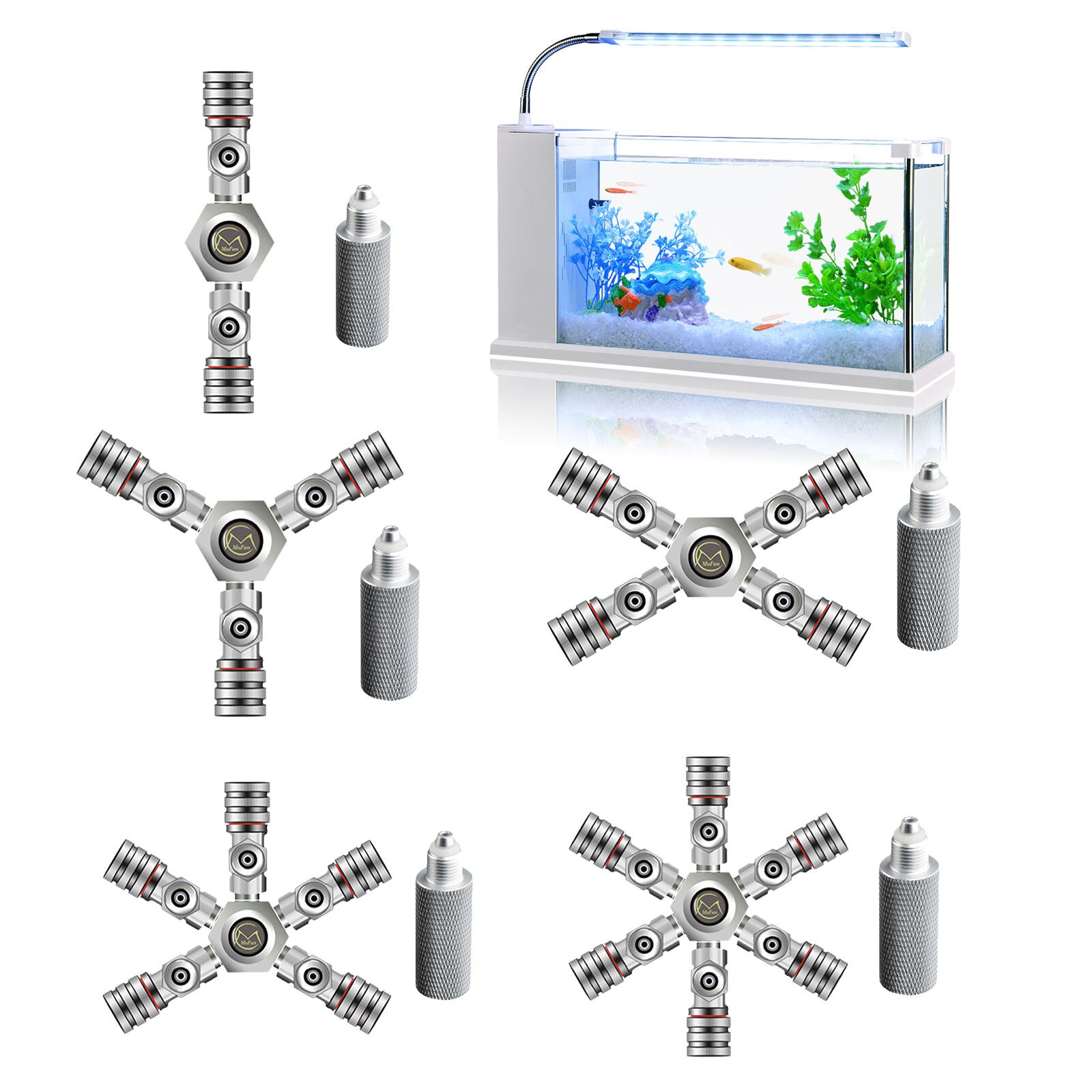 Fish Tank CO2 Spliter Regulator Aquarium Plant Multi Way Fine Adjusting Needle Check Valve