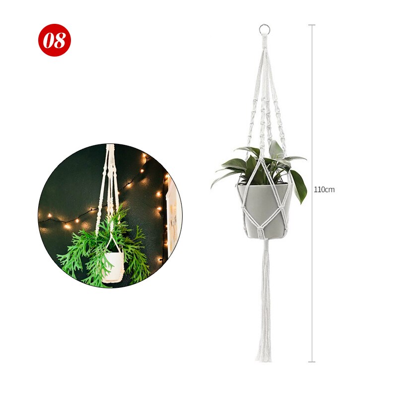 Pot de Fleurs Suspension pour Plantes en Macramé pour Jardin et Cour, Panier Suspendu Fait à la Main pour Décoration Murale: 08