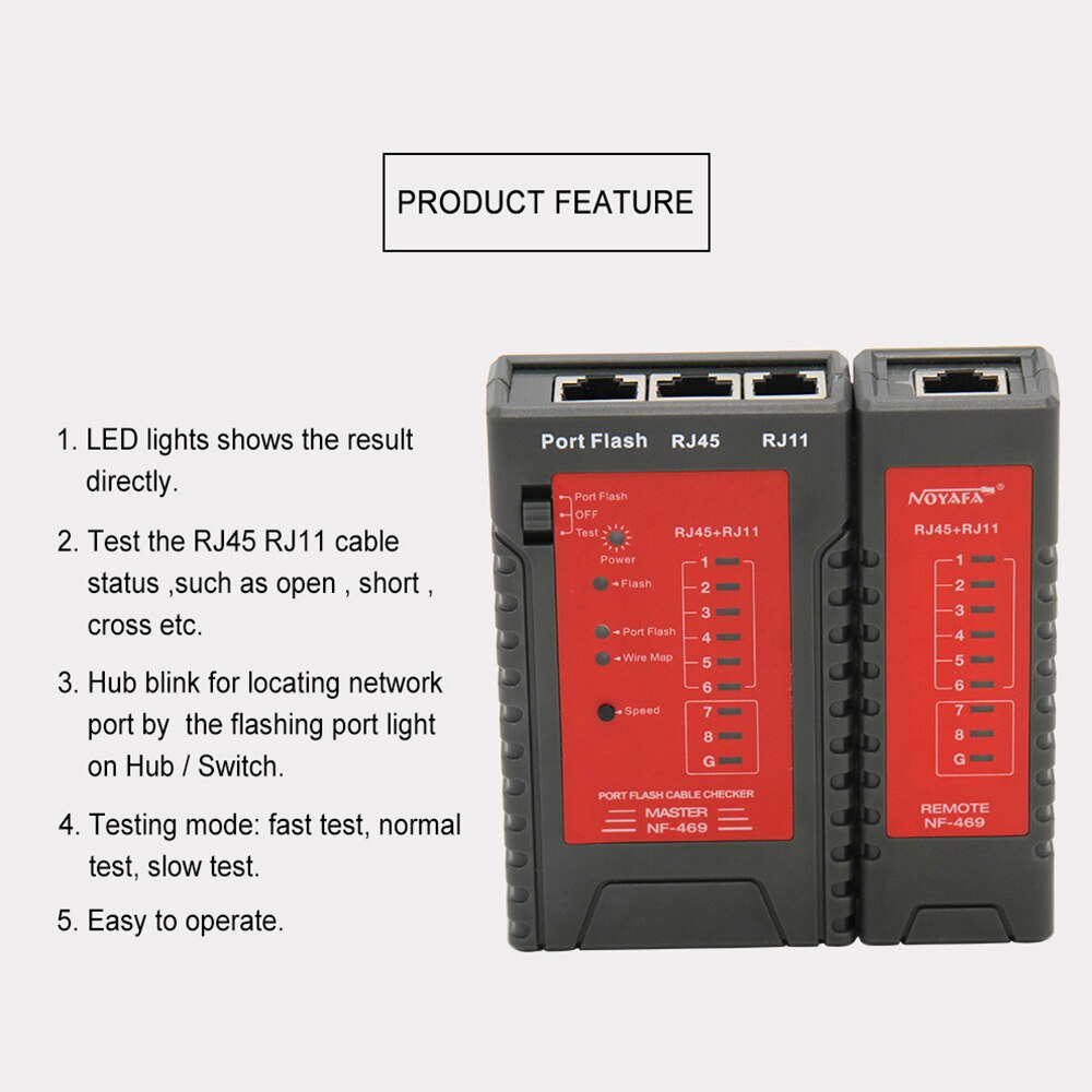 , Noyafa NF-469 Portflash network cable tester can locate cables on the switch by the flashing light