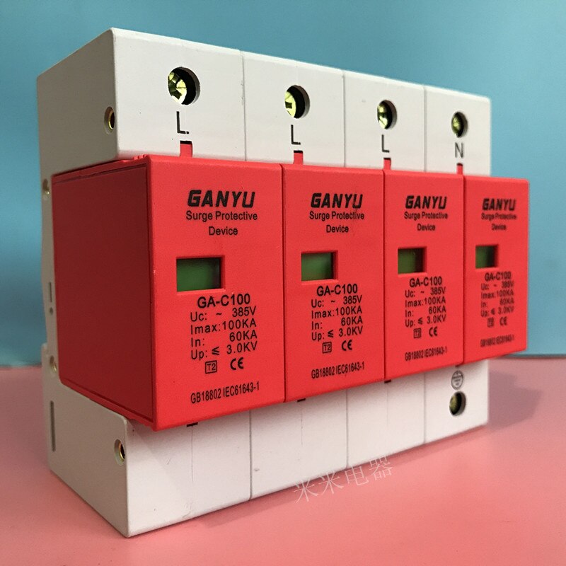 Three-phase Power Surge Protector Surge Protector 4P 380V Lightning Arrester 60-100KA Surge Protector