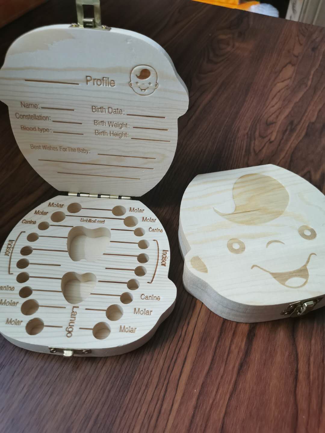 Houten Baby Jongen Baby Meisje Melktanden Opbergdoos Navelstreng Collectebus Creatieve Melk Tanden Baby Groei Gedenkteken Doos