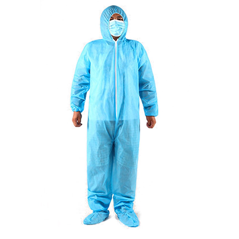 Miaouyo Tuta Protettiva Monouso Unisex z Cappuccio Manica Lunga Ispessita Monouso (SMS Azzurro, XL): Blue SMS / XXL