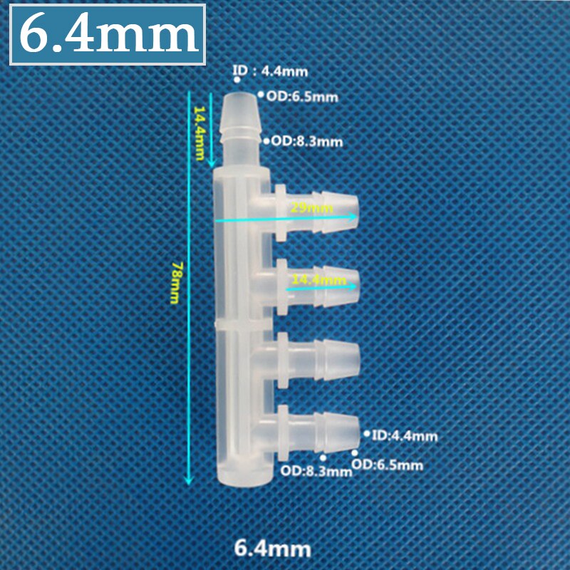 10Pcs 2.4~9.5mm PP 5-Way Connector Food Grade Equal Dia Side FIve-Ways Joint Garden Irrigation Pipe Joints Aquarium Tank Adapter: 6.4mm