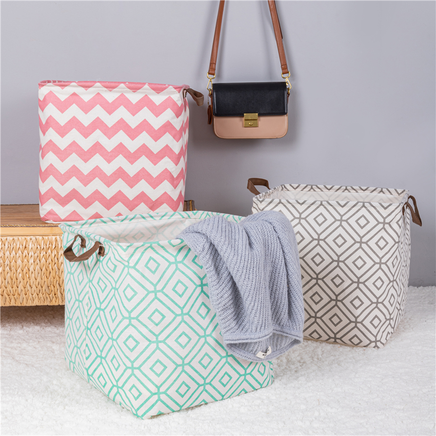 Cube Folding Cotton Linen Fabric Storage Box Clothes Toys Storage Basket For Toys Organizer Home Laundry Basket With Handle