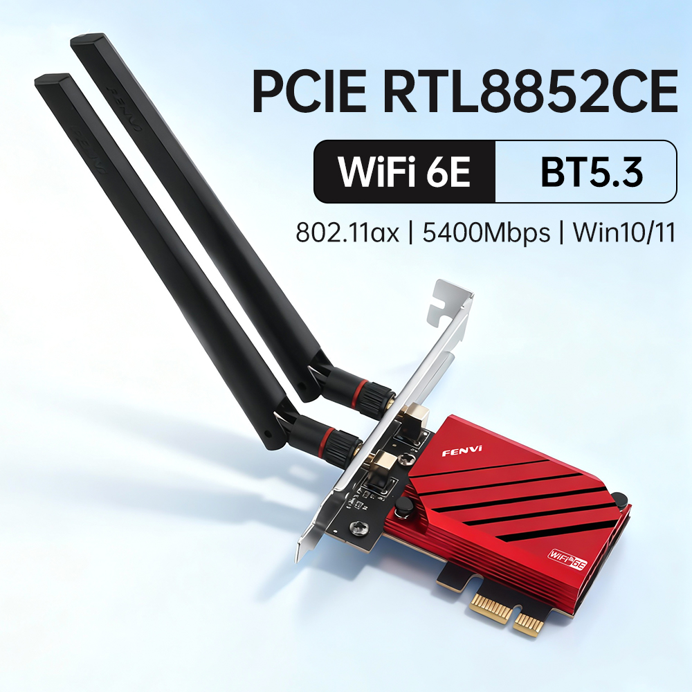 WiFi 6E Bluetooth 5.3 PCIE Adattatore WiFi RTL8852CE Tri-Band 2.4G/5G/6GHz 5400Mbps Scheda di rete wireless per Win 10/11: Default Title