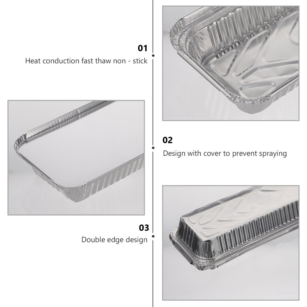 15Sets Aluminiumfolie Pan Draagbare Folie Pannen Folie Pan Barbecue Box Met Deksels