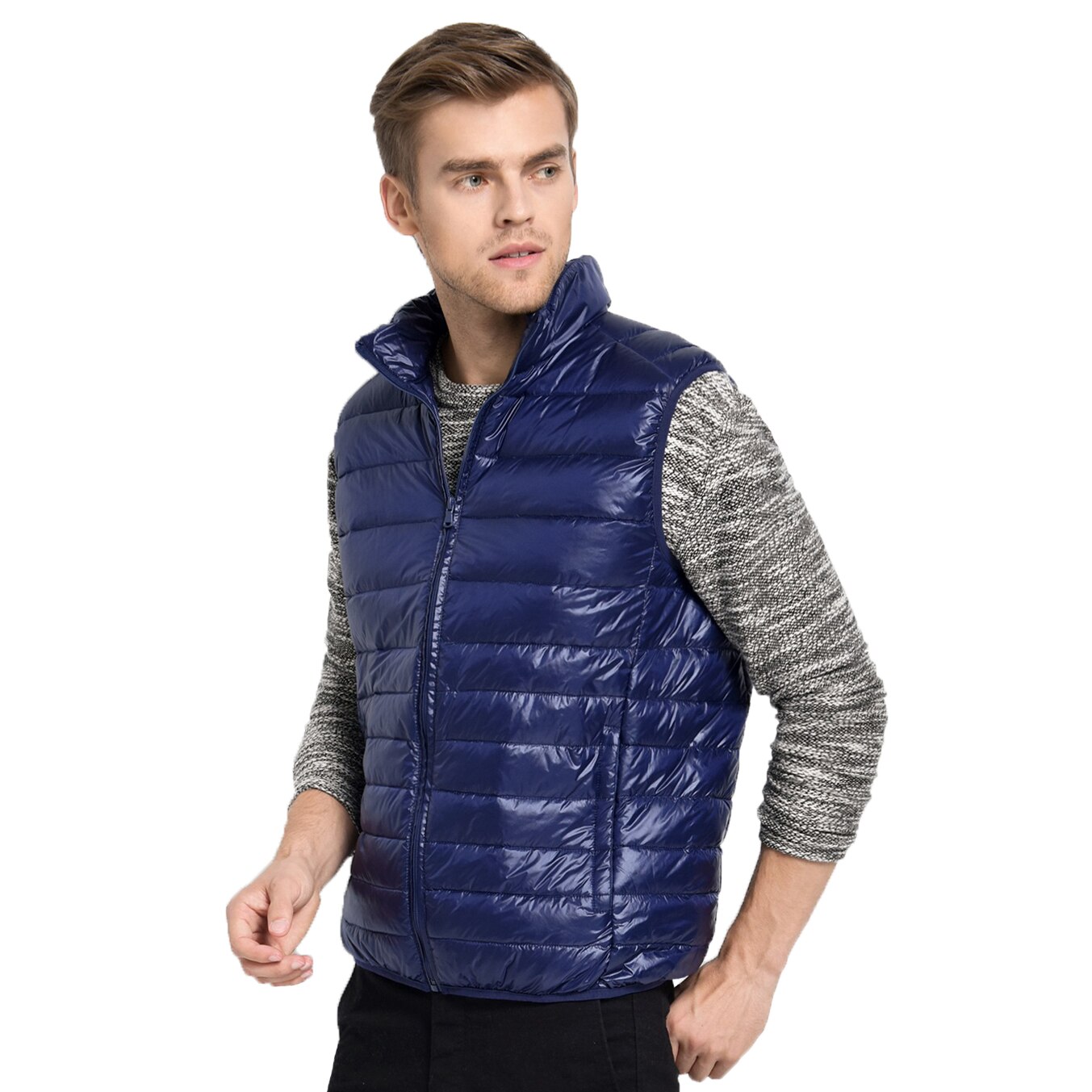 nouveaux hommes sans manches veste hiver ultra-léger blanc canard vers le bas gilet mâle mince gilet hommes vêtements coupe-vent gilet
