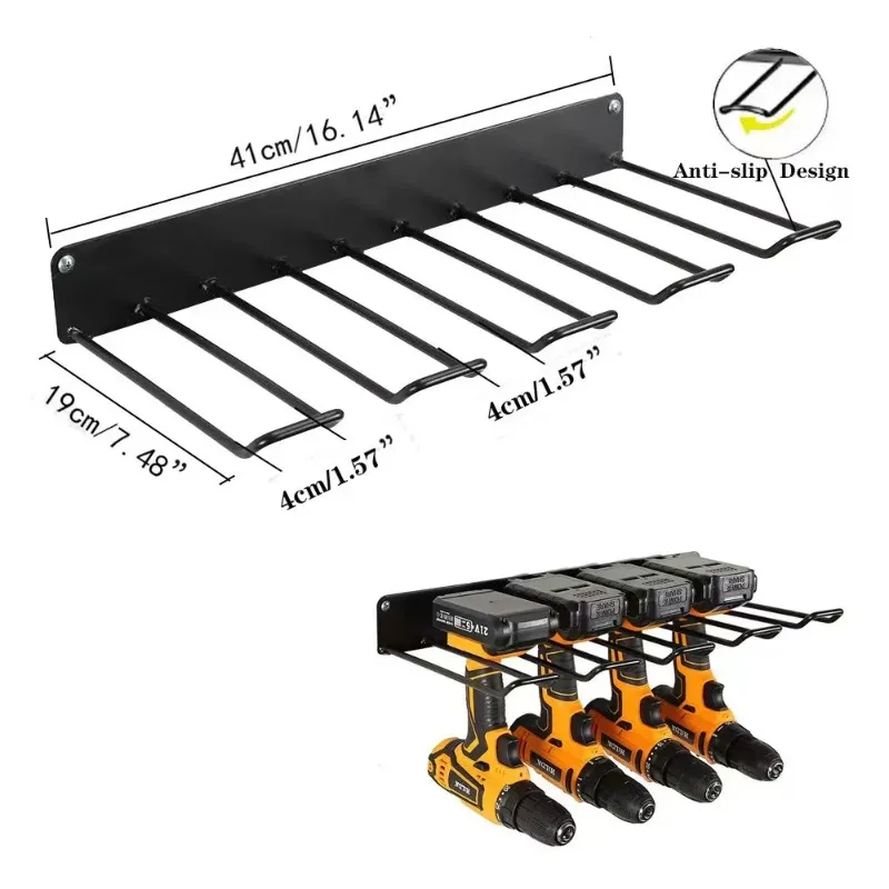 Elektrisch gereedschapsrek Elektrische boor Schroevendraaier Gereedschapsopslag Plank Wandmontage Gereedschap Organizer Gewoon garagelader Opslaghouder: Dark Gray