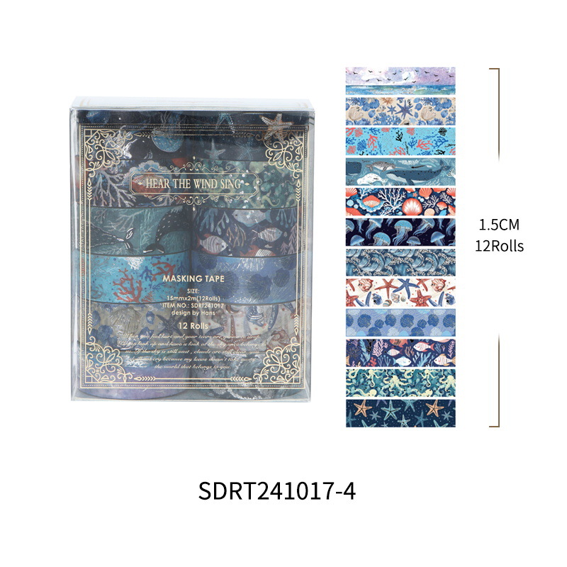 12Pcs Fruits Washi Tapes Scrapbooking Supplies Washitape Gold Foil Stamping Ocean Diary Cinta Adhesiva Decorativa Washi Tape Set: Burgundy