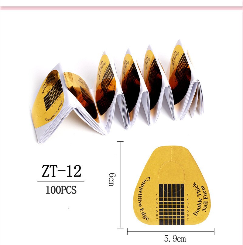 100 pièces poisson forme Nail Art français acrylique UV Gel conseils Extension Curl constructeur forme pochoir manucure outil autocollant pour polonais Guide: 12
