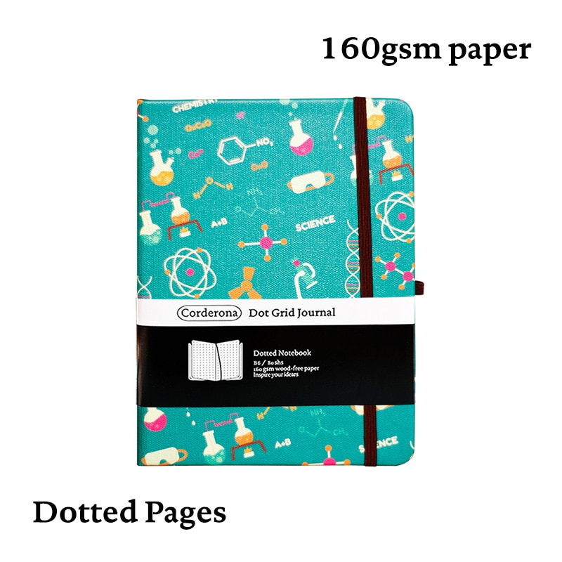 B6 kemi doodle prikket notesbog prik gitter journal hårdt omslag tykt papir 160 gsm rejseplanlægger dagbog