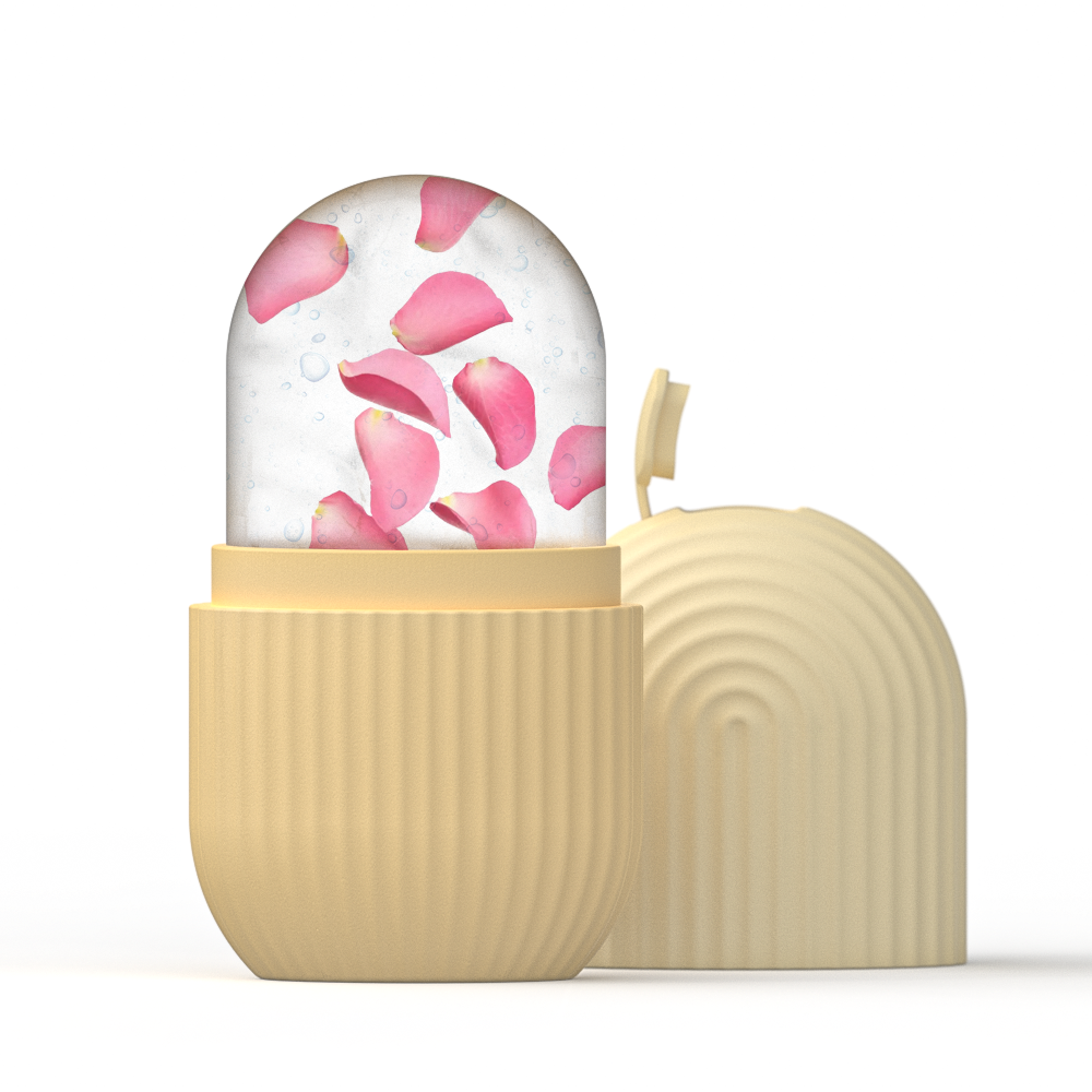 IJsroller voor gezicht en ogen, natuurlijk conditionerende de-puff oogzakken, vermindert migrainepijn, herbruikbare massage siliconen ijsvorm: Roze