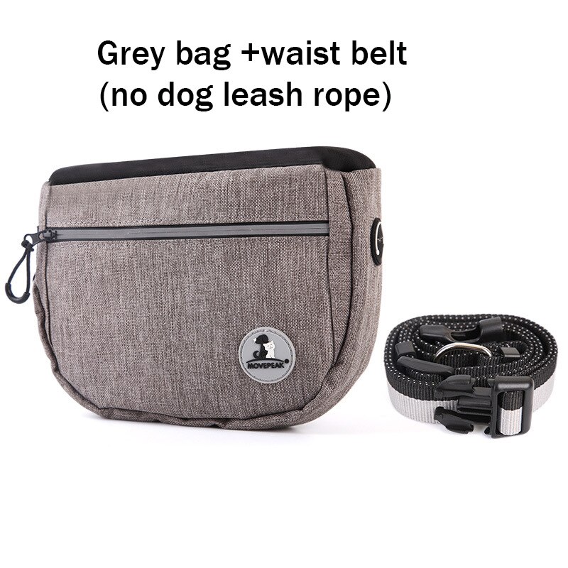 Stor kapacitet sällskapsdjur hund snack väska hund koppel midjebälte sällskapsdjur utbildning ficka väska utomhus bete telefon leksak bärväska pack: Grå utan koppel